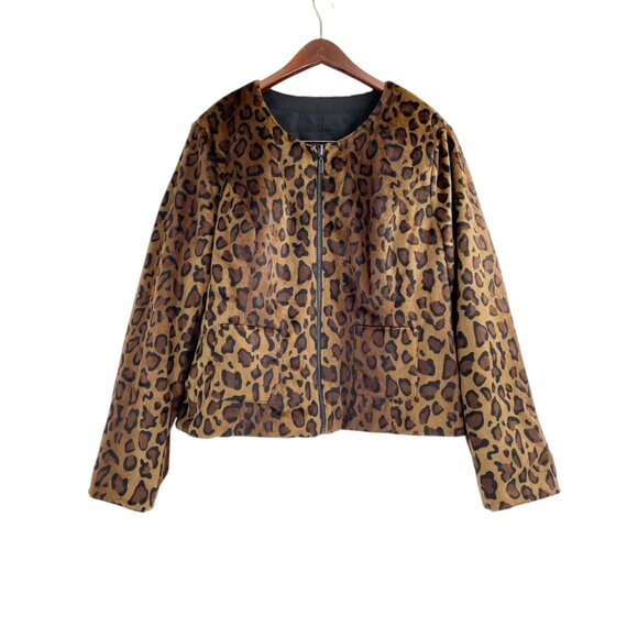 NWT Pamela McCoy Collection Reversible Quilted Faux Fur Leopard Print Jacket L - Picture 5 of 10